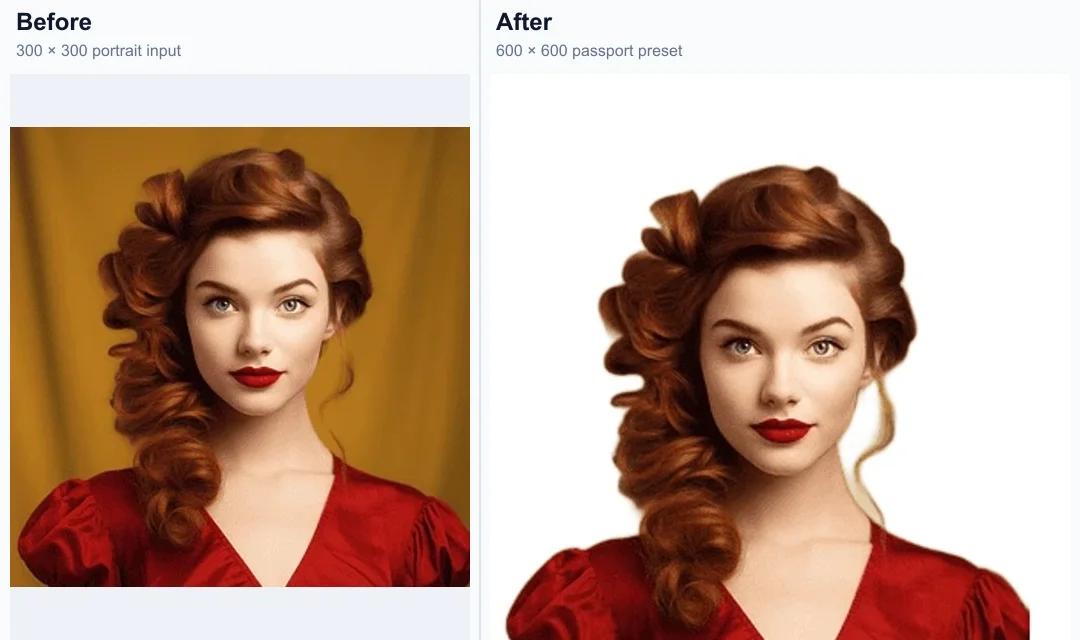 Portrait converted into a 600 by 600 India passport photo preset
