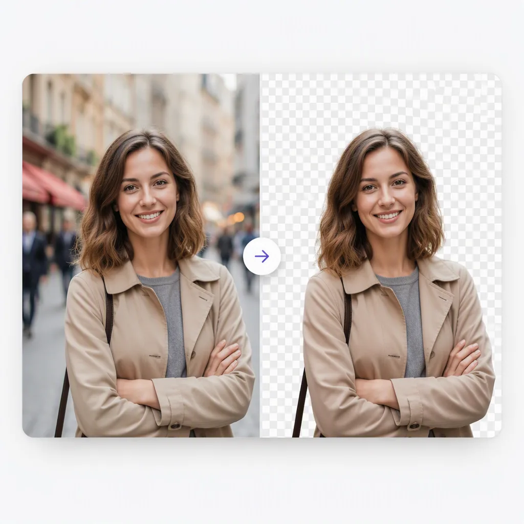 Portrait cutout example after AI background removal