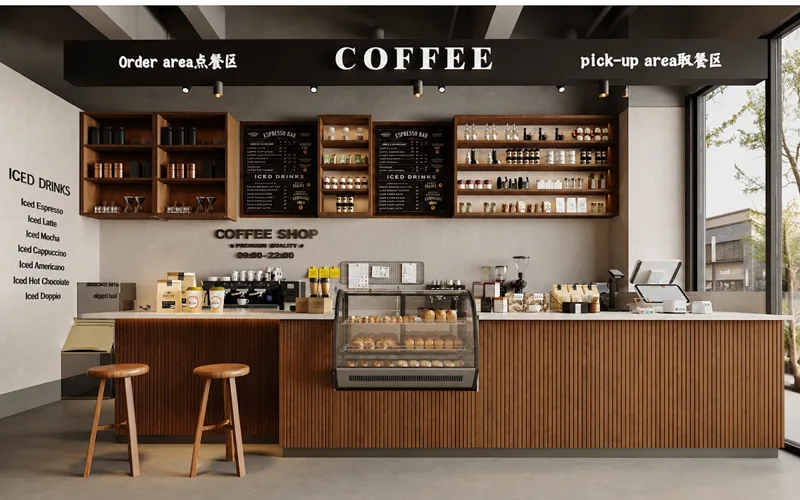 Cafe counter for lighter storefront web images