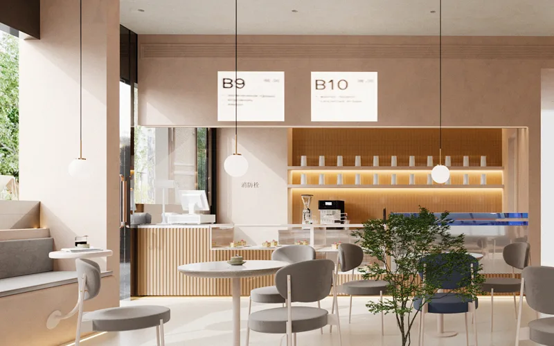 Bright cafe interior for catalog-style web images