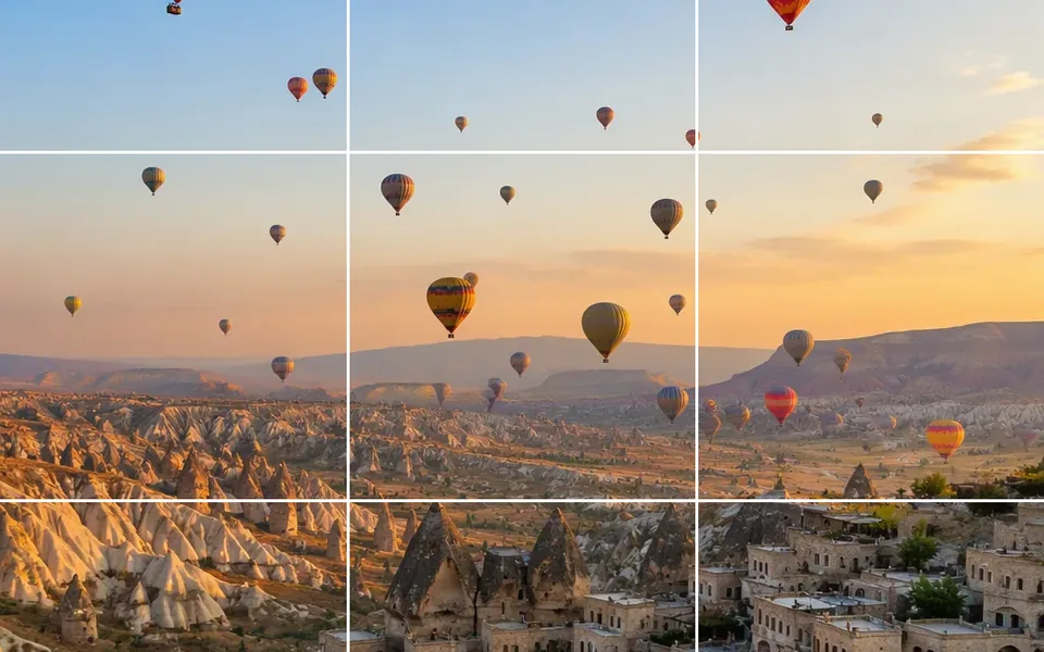 Social grid tiles from one photo